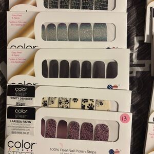 Color Street Press-On Nails - Glitter, Purple, Black, White 26 new unopened